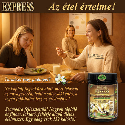 FEDBOND EXPRESS Súlycsökkentő vegán diétás fehérjeturmix / puding - Vaníliás krémsüti ízű